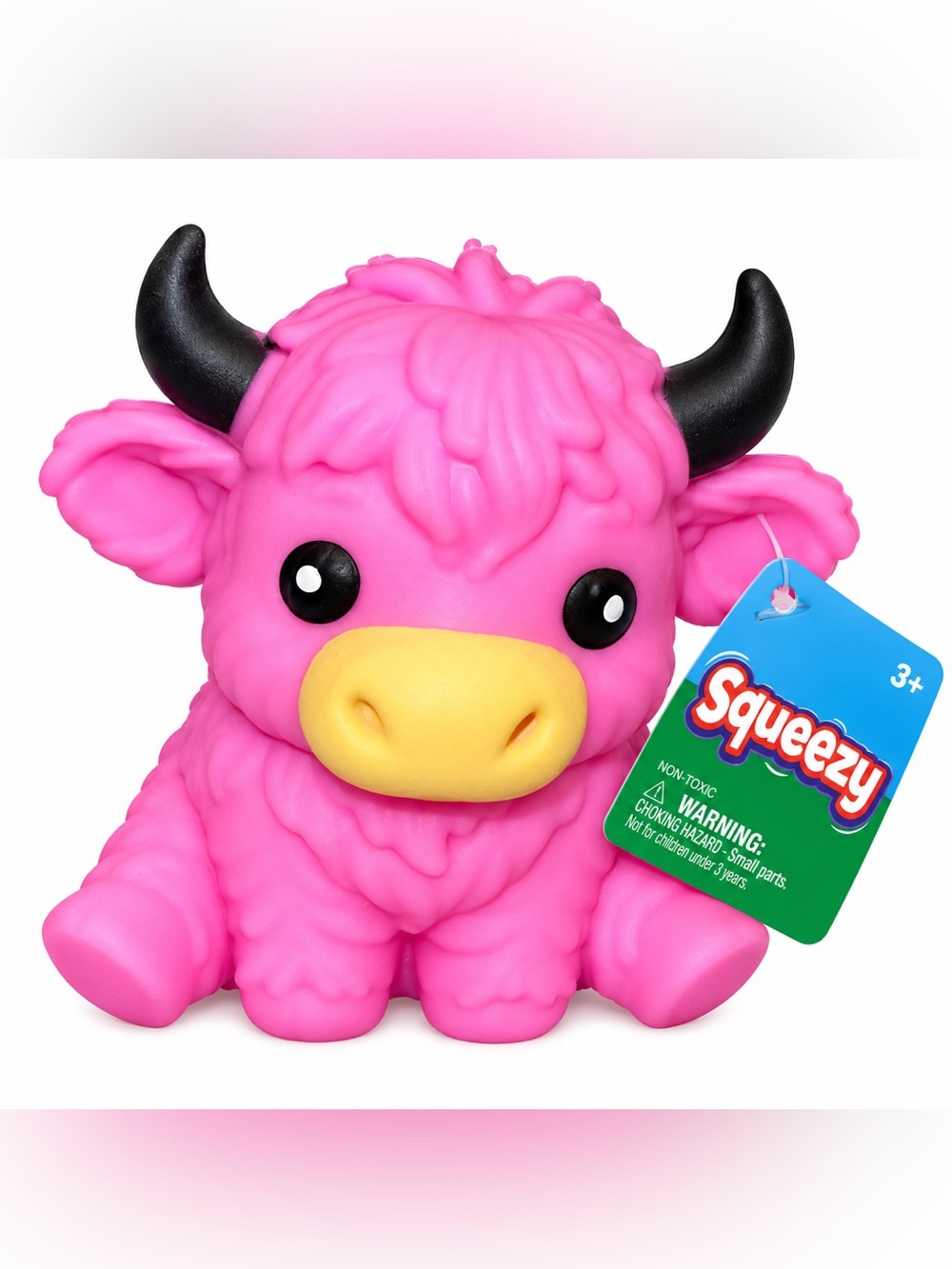Pink Squeezy Toy-Pink Highland Cow